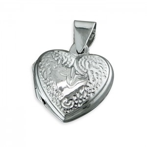 Sterling Silver Engraved Heart Locket & 18" Chain