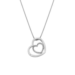 Hot Diamonds Sterling Silver 'Adorable' White Topaz Double Open Heart Pendant