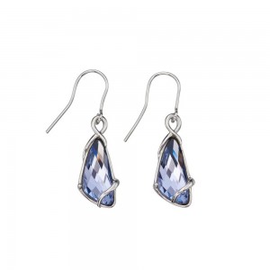 Sterling Silver Lavender Swarovski Crystal Wing Shape Hook Drop Earrings