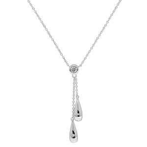 Sterling Silver Cubic Zirconia Bead Drops Pendant & Chain