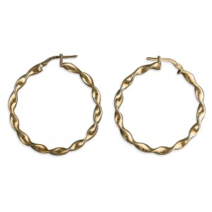 Sterling Silver Rose Gold Plated 36mm Twisted Hoop Earrings