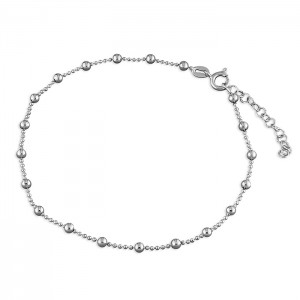 Sterling Silver Bead Chain with Beads Anklet