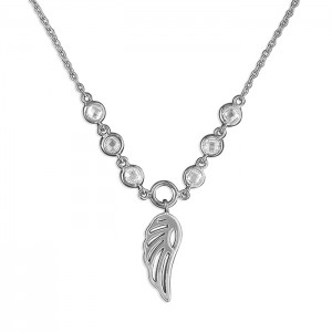 Sterling Silver Cubic Zirconia Angel Wing Necklace 