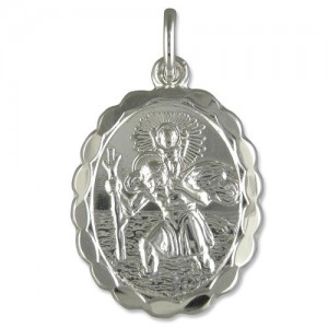 Sterling Silver St Christopher Pendant & 18" Chain