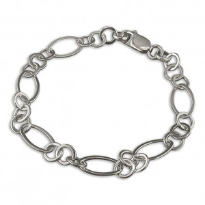 Sterling Silver Circle & Oval Link Bracelet