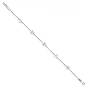 Sterling Silver Daisies Anklet