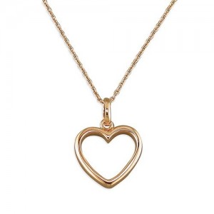 Sterling Silver Rose Plated Open Heart Necklace- R9215/R