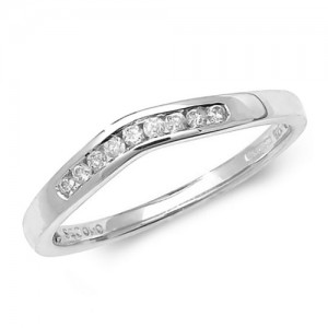 9ct White Gold Diamond Soft Wishbone Ring