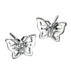 D for Diamond Silver Butterfly Stud Earrings