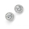 Sterling Silver Round Cubic Zirconia Pave Disc Stud Earrings
