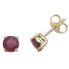 9ct Gold Round Ruby Claw-Set Stud Earrings