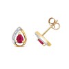 9ct Gold Ruby and Diamond Teardrop Stud Earrings