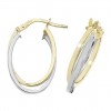 9ct 2 Colour Yellow / White Oval Double Hoop Earrings