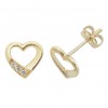 9ct Gold Cubic Zirconia Open Heart Stud Earrings