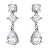 Sterling Silver Cubic Zirconia Round Princess Pear Drop Earrings