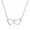 Sterling Silver Two Interlinked Open Hearts Necklace