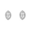 Sterling Silver Cubic Zirconia Marquis Halo Stud Earrings