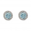 Sterling Silver Round Blue Topaz with Cubic Zirconia Halo Stud Earrings