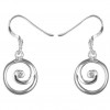 Sterling Silver Open Spiral Cubic Zirconia Drop Earrings