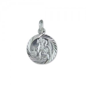 Small Sterling Silver St Christopher Pendant & 16" Chain