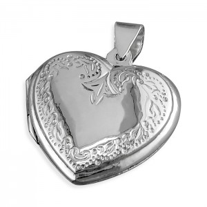 Sterling Silver Engraved Heart Locket & 18" Chain