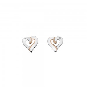 Hot Diamonds Together Heart Stud Earrings with Rose Gold Plated Accents
