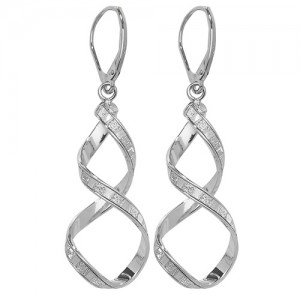 9ct White Gold Sparkle Drop Earrings
