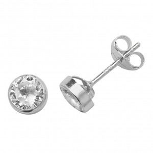 9ct White Gold Round Cubic Zirconia Stud Earrings