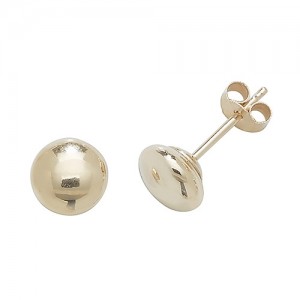 9ct Gold 5mm Button Stud Earrings