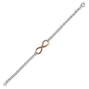 Sterling Silver Rose-Plated Infinity Bracelet