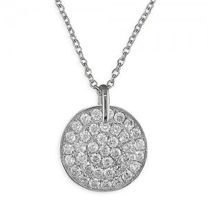  Sterling Silver Cubic Zirconia Disc Necklace