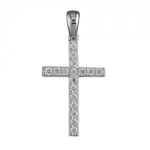 Sterling Silver Cubic Zirconia Cross Pendant & 18" Chain