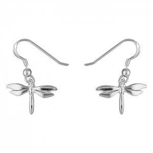 Sterling Silver Dragonfly Hook Drop Earrings 
