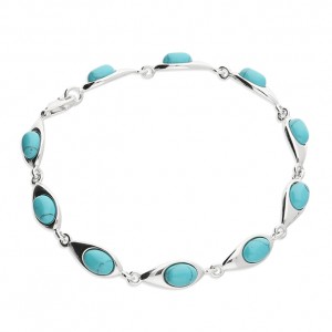 Sterling Silver Reconstituted Turquoise Bracelet