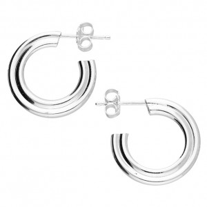 Sterling Silver 22mm Double-Tube Hoop Earrings