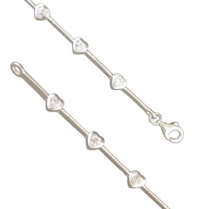 Sterling Silver Cubic Zirconia Hearts Bracelets