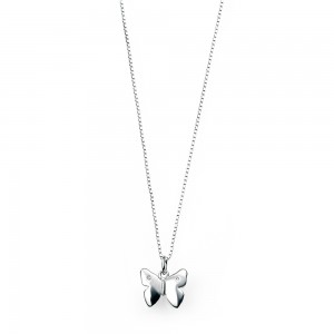D for Diamond Silver Butterfly Pendant