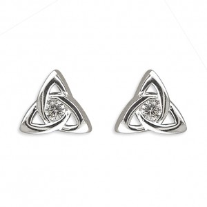 Sterling Silver Cubic Zirconia Celtic Knot Stud Earrings
