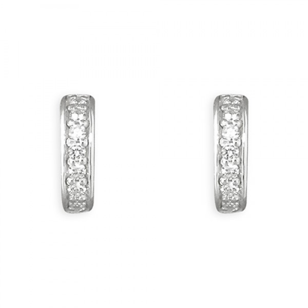 Sterling Silver Cubic Zirconia Hoop Earrings