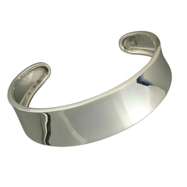 Sterling Silver Wide Plain Dished Torque Bangle