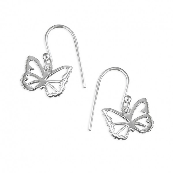 Sterling Silver Open Butterfly Drop Earrings