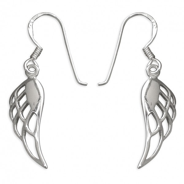 Sterling Silver Open Angel Wing Drop Earrings